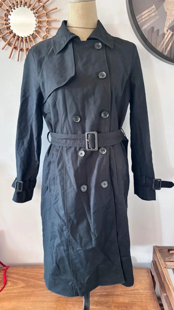💕 long trench noir taille 40 L #mango - photo numéro 6