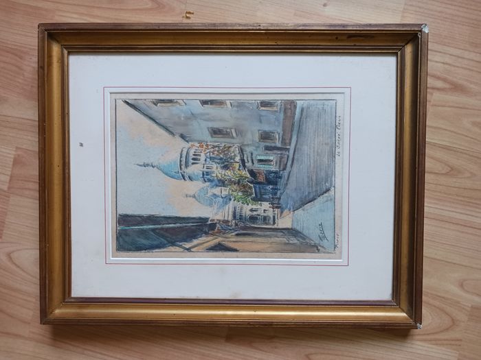 tableau cadre doré le sacré coeur paris Marie 38 x 48 cm