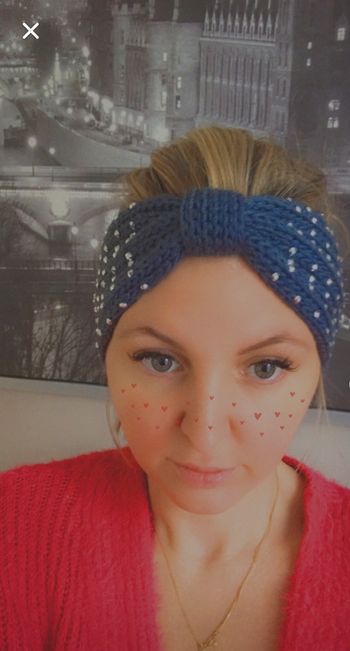 Headband bandeau gris foncé laine et strass