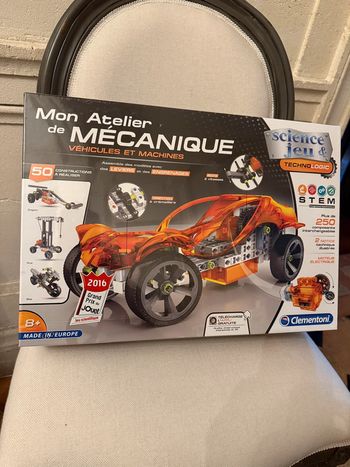 Coffret mon atelier mécanique véhicules et machines construction jeu voitures science Clémentoni