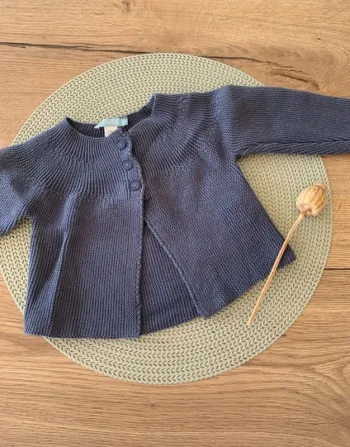 Gilet chaud bleu gris claire - obaibi - 12mois