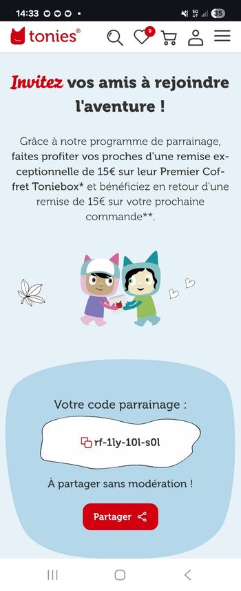 Tonies box code parrainage gratuit