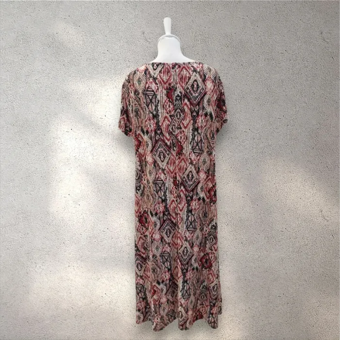 Robe longue fluide imprimée manches courtes décolleté en v 46/48 - photo numéro 4