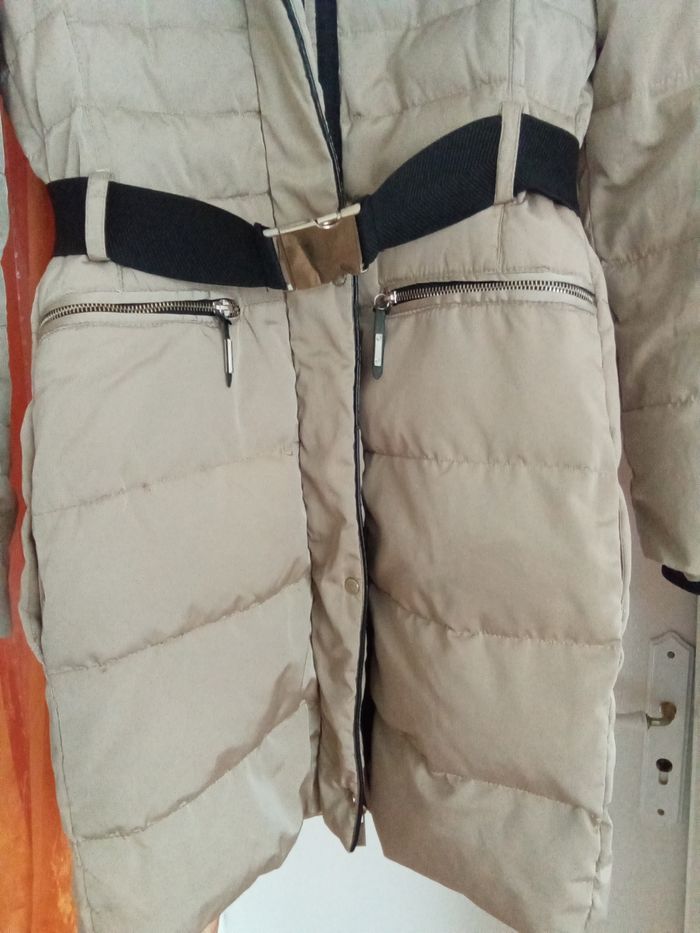 Doudoune marron longue avec capuche amovible Breal taille 36 - photo numéro 4