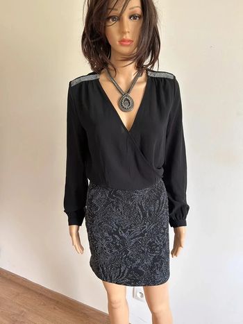 Robe noire et argentée pailletée neuve à manches longues Morgan taille 38 (valeur 65€)