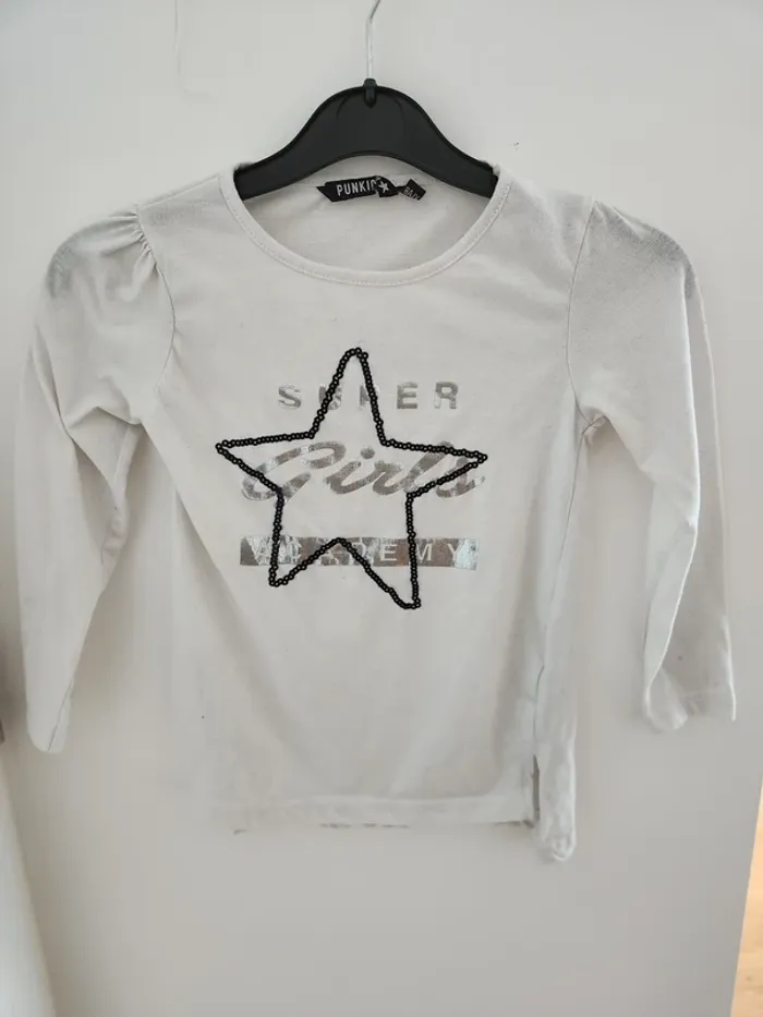 T-shirt manches longues blanc Super girl Taille 8 ans