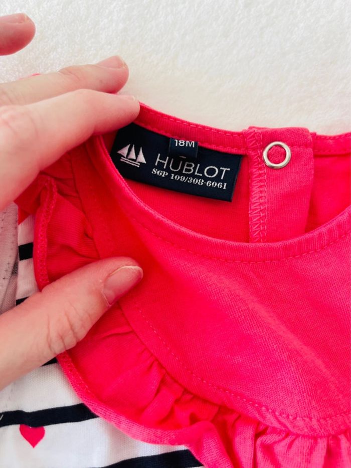 Petite robe d’été rose et marinière avec petit cœur 18 mois Hublot - photo numéro 5