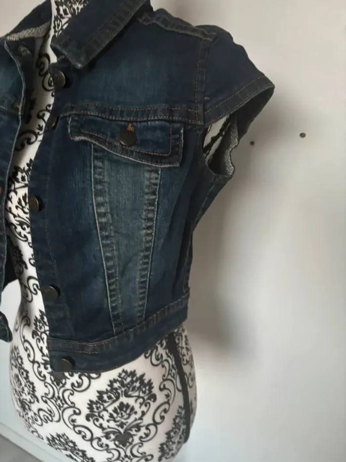 Mini veste sans manche en jeans Mango taille M - photo numéro 5