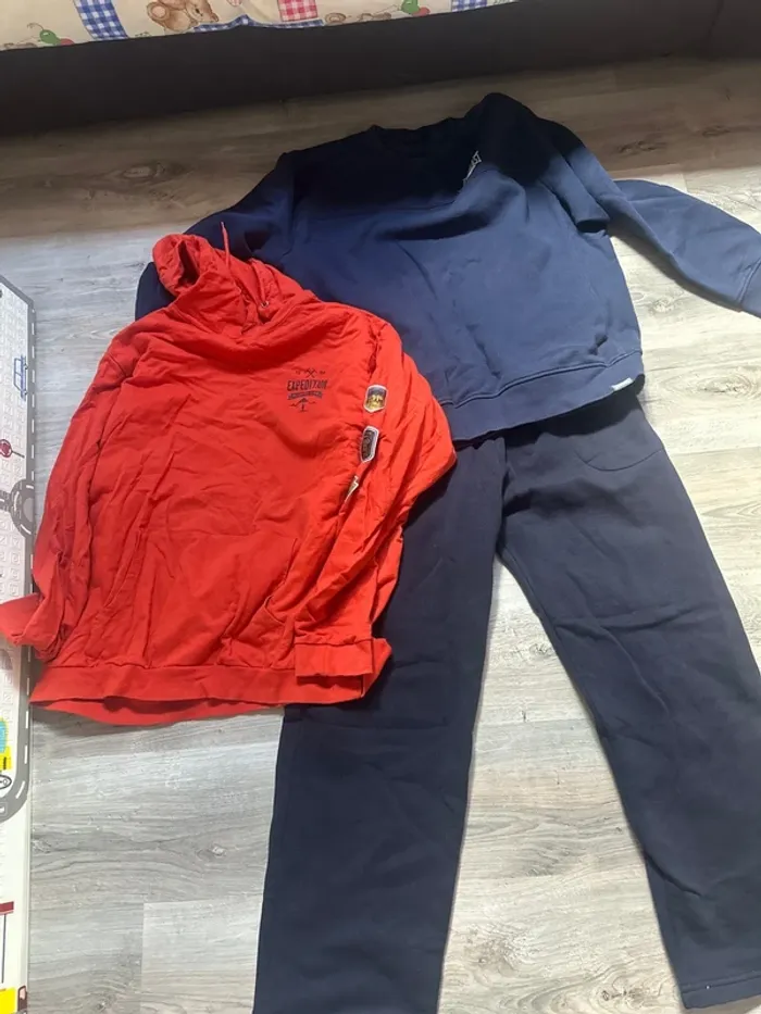 Lot vêtements homme 2 sweat bleu 4 XL orange 2XLjogging