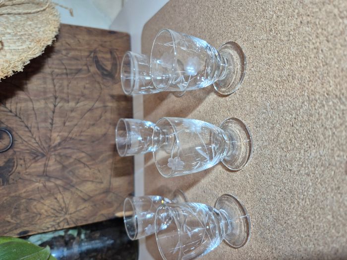 Lots de 6 verres à digestif gravés Vintage - photo numéro 2