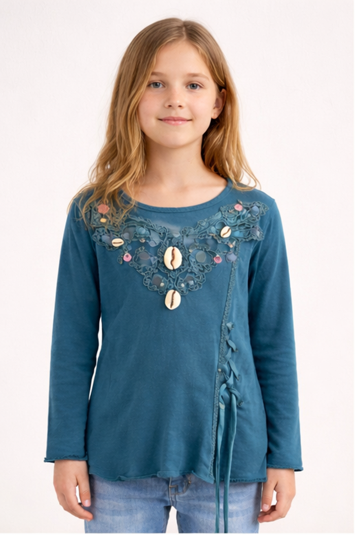 Haut fille manches longues – style bohème - photo numéro 1
