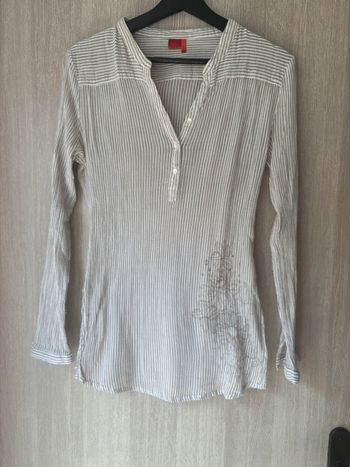 Chemise longue blanche et beige - Miss Captain - T36