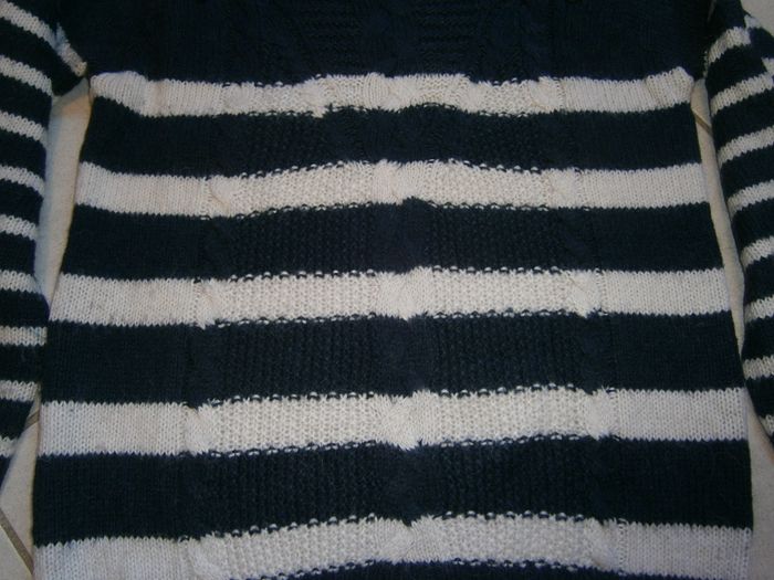 Pull ML marine rayé blanc PROMOD Taille 42 - photo numéro 5