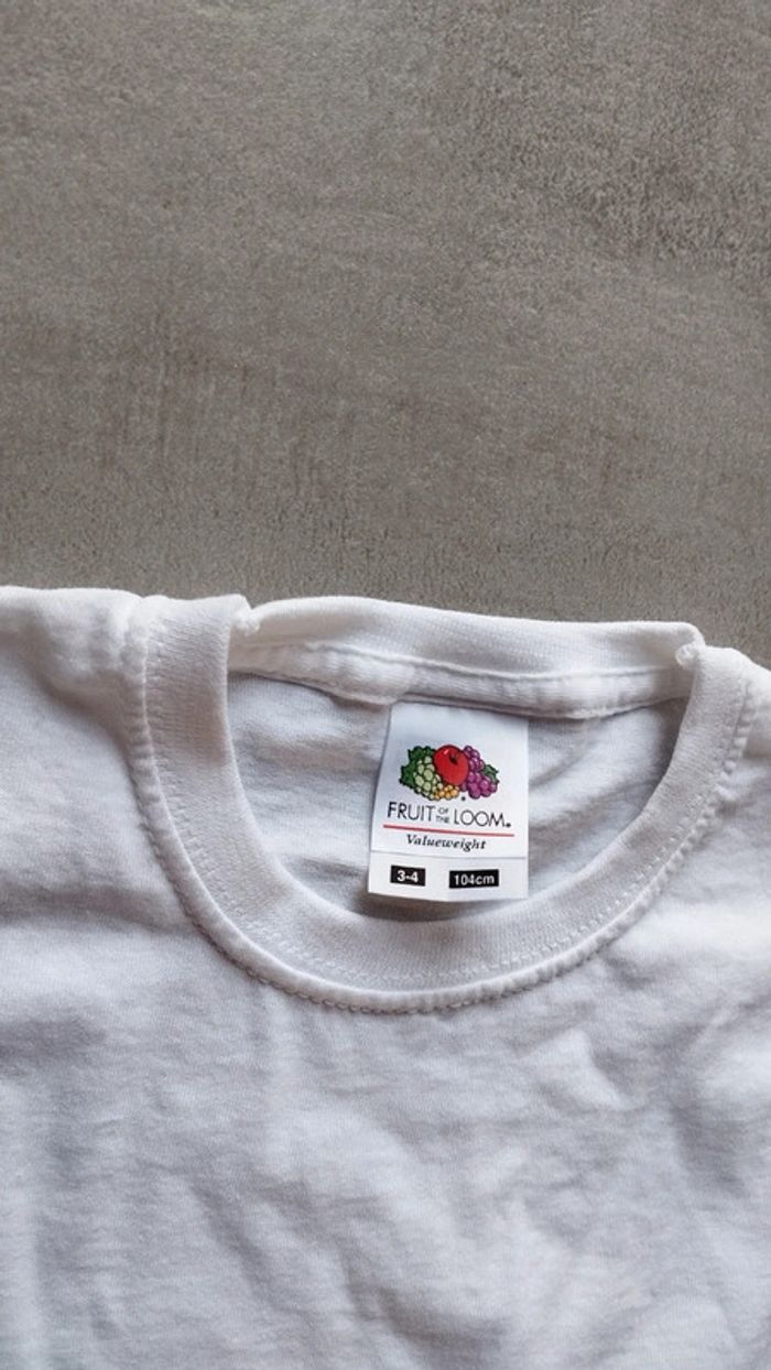 Tee-shirt blanc fruit of the loom taille 3/4 ans - photo numéro 3