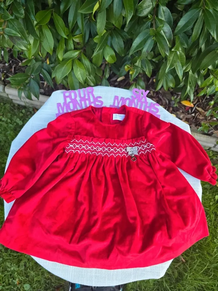 Adorable robe rouge bébé fille 4-6 mois - photo numéro 3