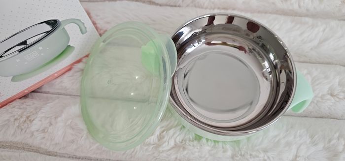 Bol thermique a ventouse en acier vert Neuf - photo numéro 2
