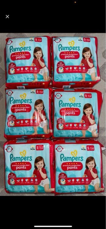 6 paquets  de couches Pampers taille 5