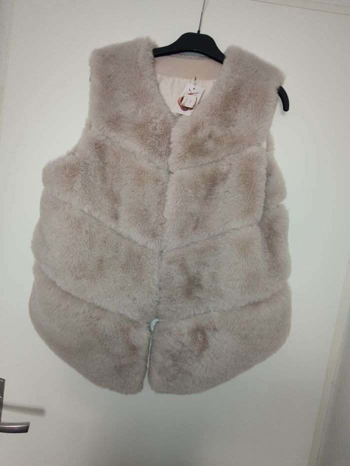 Manteau fourrure femme taille unique sans manches