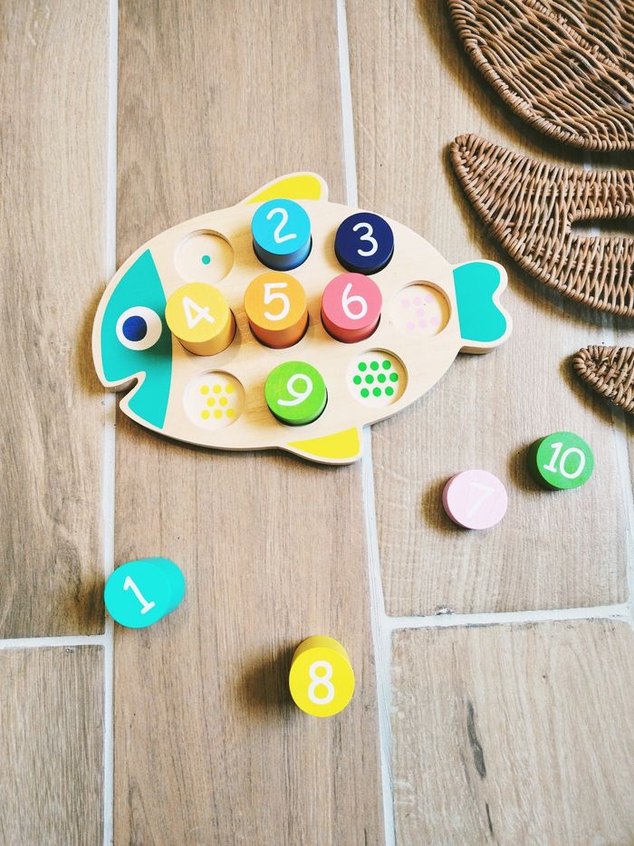 🐠Gros poissons multicolores numérotés et perception dimensionnelle en bois - photo numéro 2