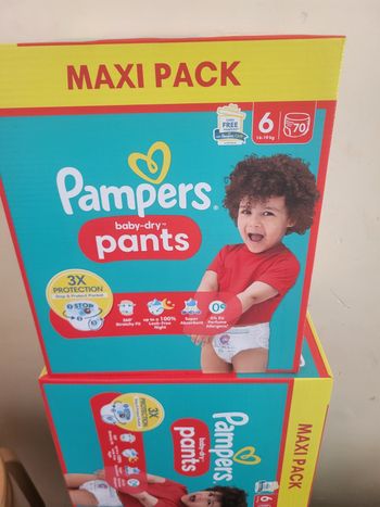 lots  2 cartons pampers baby-dry pants taille 6