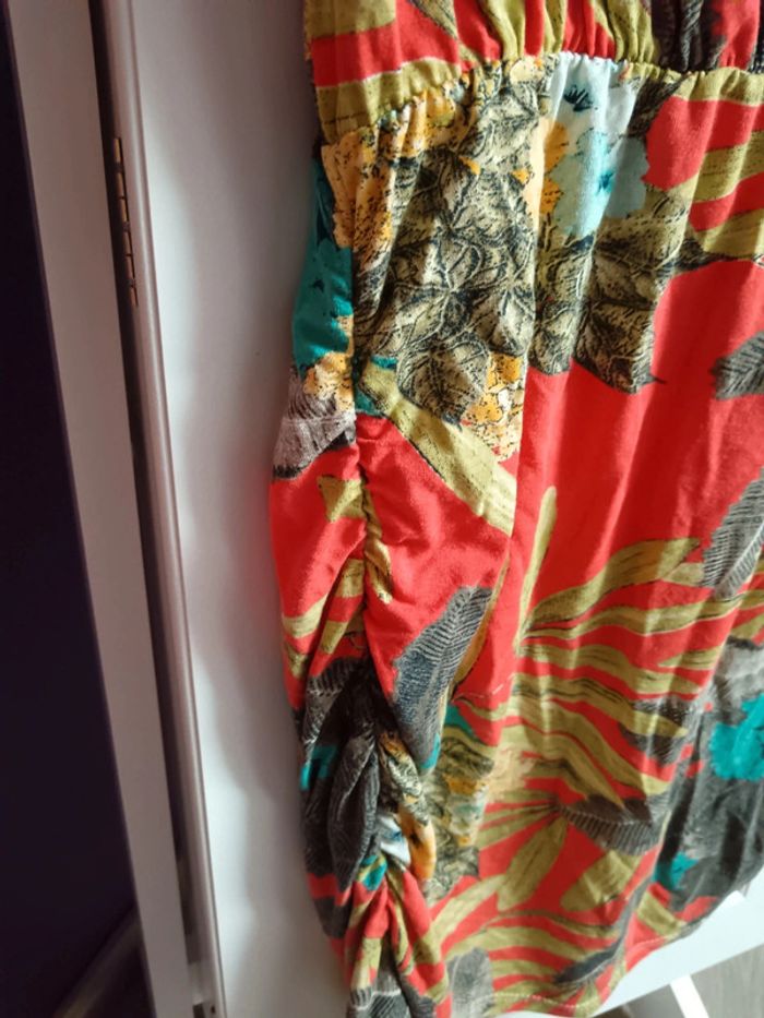 Robe d'été orange fleurie dos croisé et ouvert - photo numéro 2