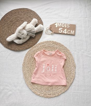 Tee-shirt 👣 manches courtes, kiabi, 1 mois