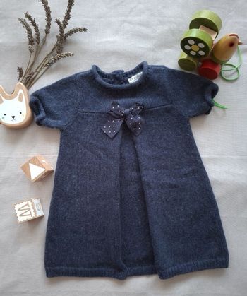 Robe Cyrillus laine angora coton bleu marine printemps été bébé 3 mois