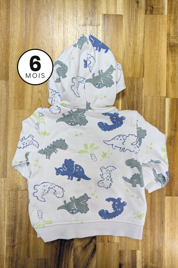 Gilet zippé / Sweat à capuche dinosaure 6 mois - photo numéro 2