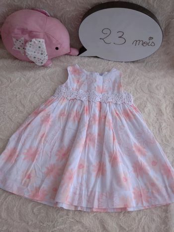 Robe de fête anniversaire mariage été Fille 23 mois Fleurs broferie