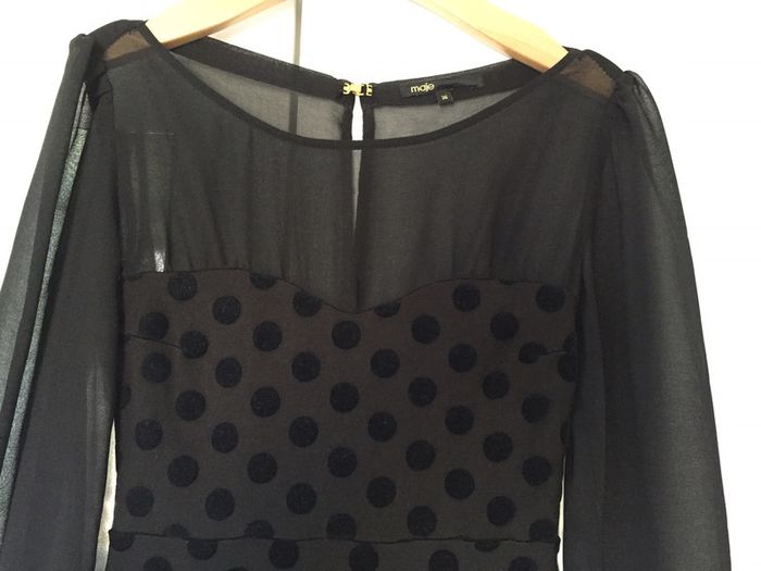Robe Maje - noire à pois ton sur ton - photo numéro 3