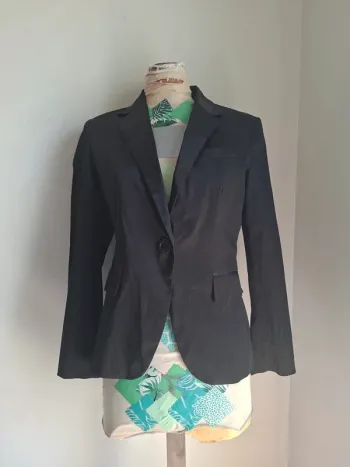 Veste satinée noire Lulumary T3 - élégante et neuve