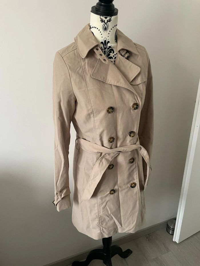 Veste manteau trench beige à manches longues mi long La redoute taille 38 - photo numéro 2