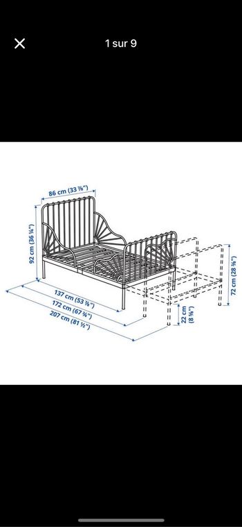 Lit IKEA extensible rose +sommier+matelas