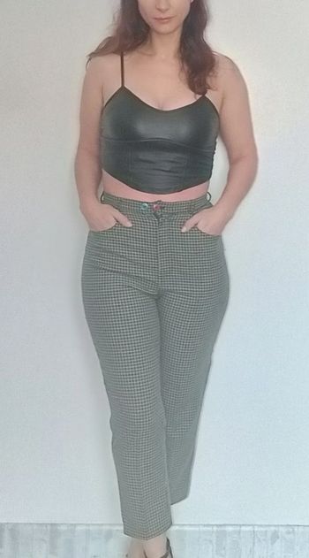 Pantalon rétro à carreaux taille haute taille 40