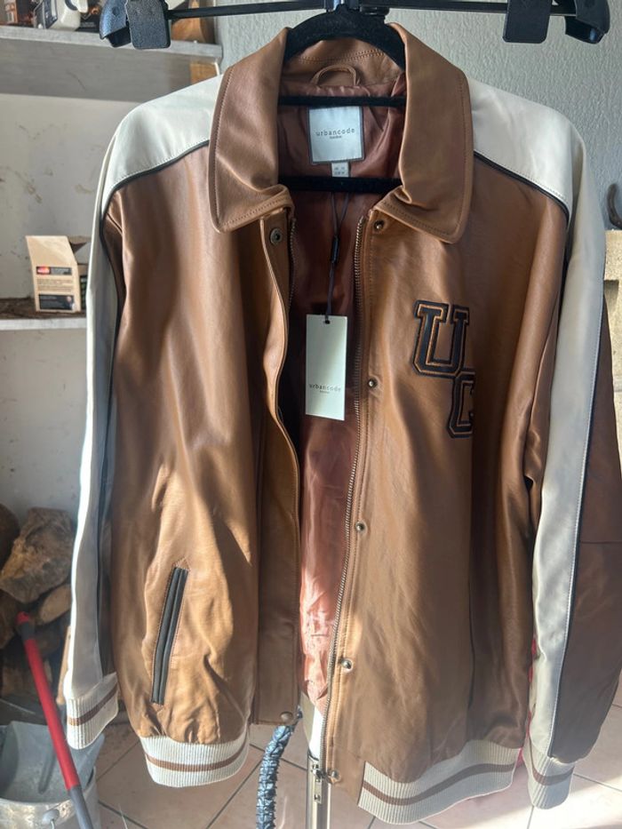 Bomber simili marron et beige