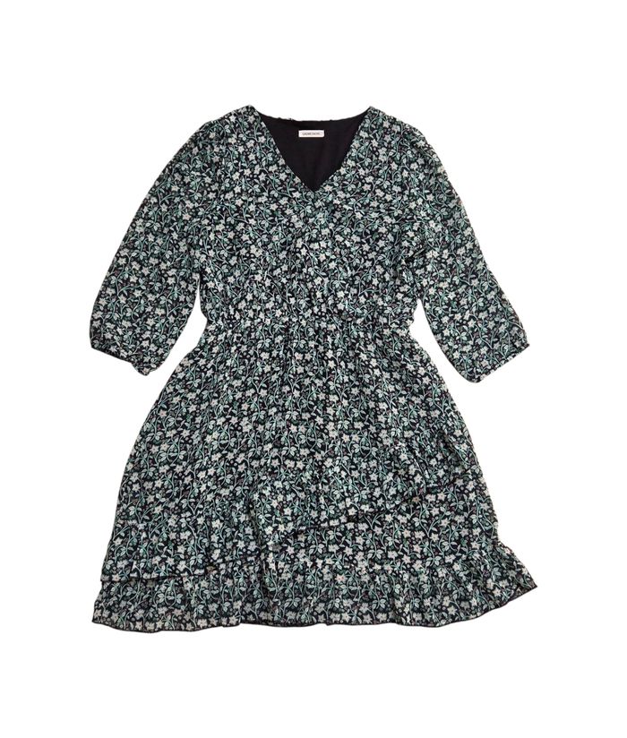 Robe Caroll taille 40 verte motif fleur en très bon état - photo numéro 2