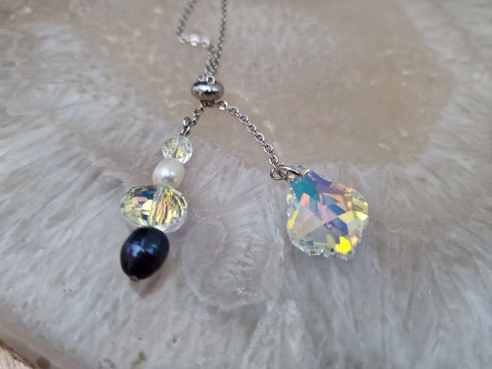 Collier Acier Perles D'eau Douce Cristal - photo numéro 10