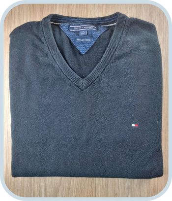 Pull col V bleue Tommy Hilfiger " Pima Cotton Cashmere " Taille L