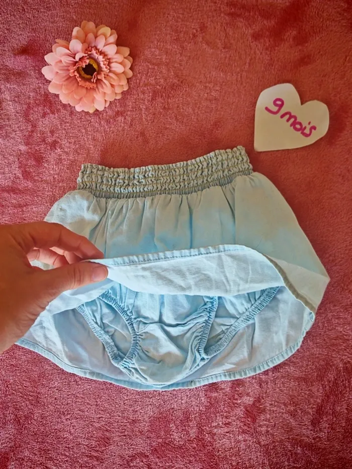 Jupe culotte couleur bleu fille 9 mois