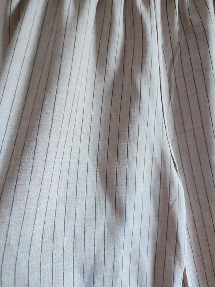 Pantalon Palazzo Beige Rayé - Taille Unique - photo numéro 2