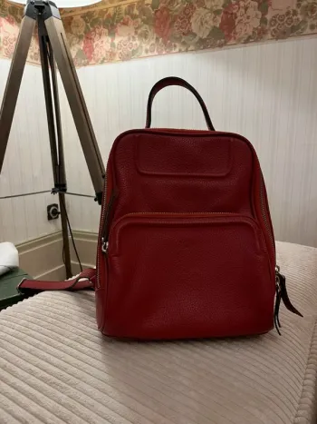 Mini sac à dos en cuir rouge