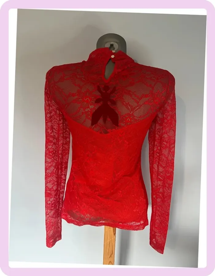 Haut dentelle rouge Patrizia Pepe – taille 0 – élégant & féminin - photo numéro 6