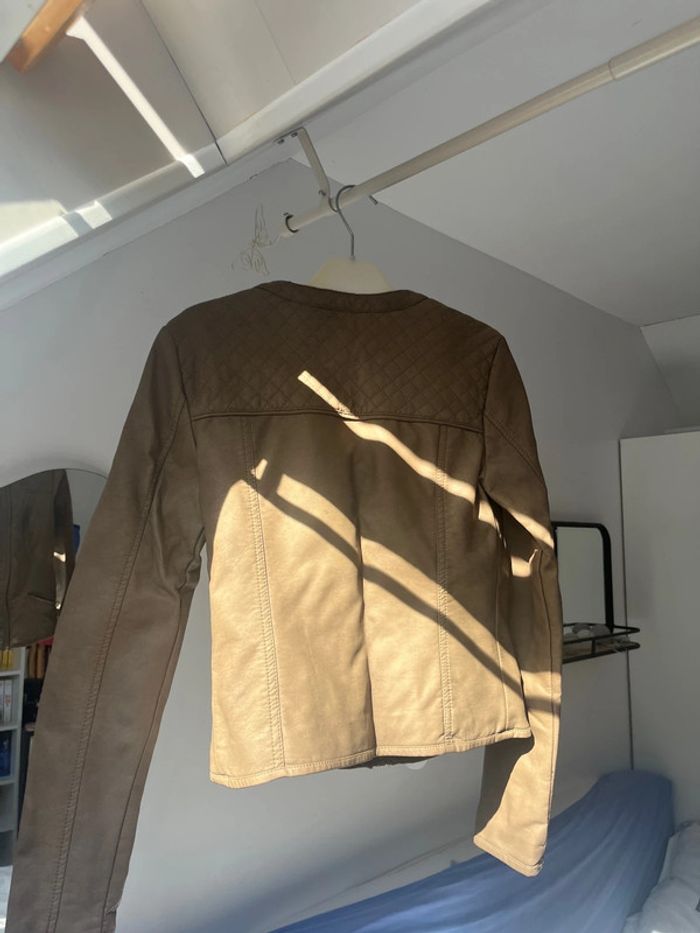 Veste simili cuir marron - photo numéro 4