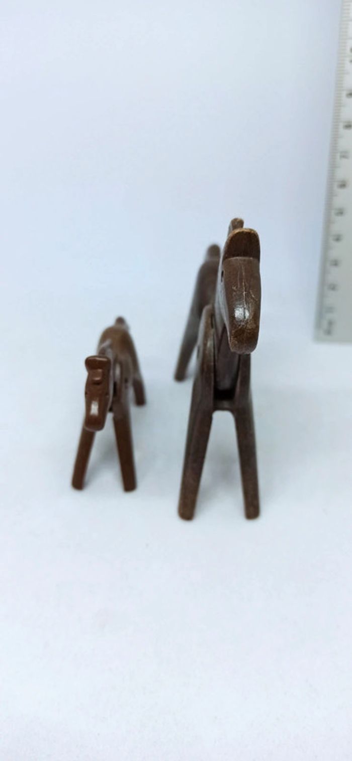 Cheval marron vintage avec poulain playmobil - photo numéro 2