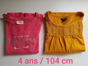2 tops fille manches longues 4 ans