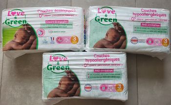 3 paquets de couches love and green taille 3