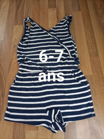 Combishorty rayé bleu marine blanc 6-7 ans