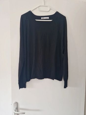 Pull fin femme noir col rond manche longue TBE taille L zara