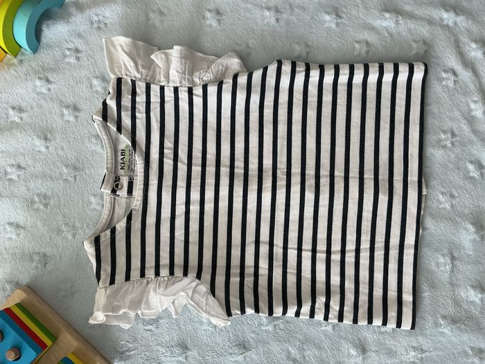 teeshirt manches courtes marine et blanc 12 mois kiabi ouverture devant - photo numéro 4