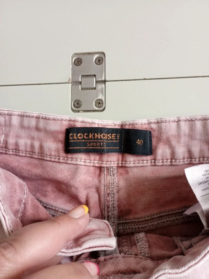Short en jean rose blanc taille 40 Clockhouse - photo numéro 5